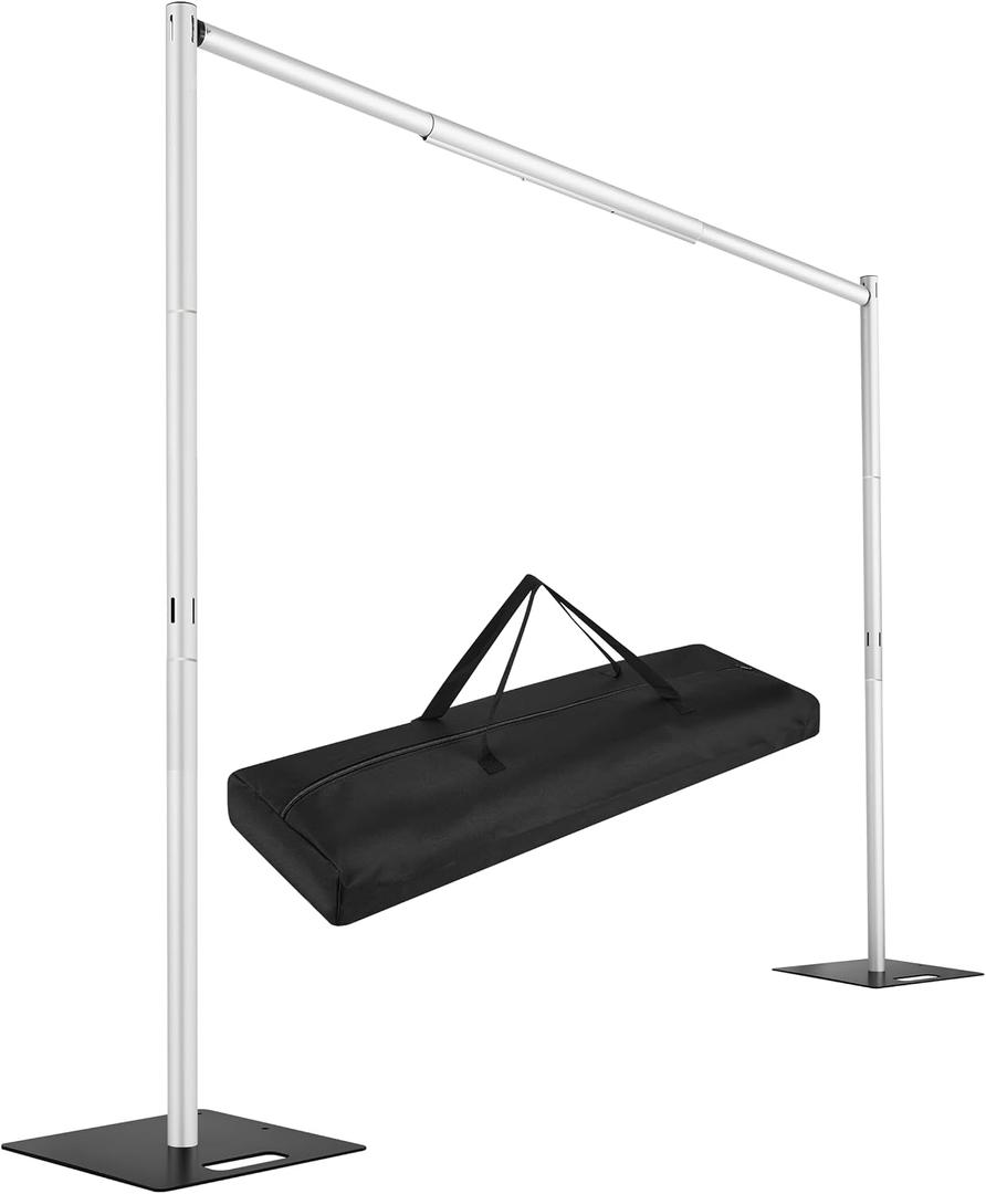 Hecis Pipe and Drape Backdrop Stand,8ft x 10ft Backdrop Stand, Adjustable Metal Heavy Duty Wedding Background for Parties Birthday Party Baby Shower Wedding Decorations