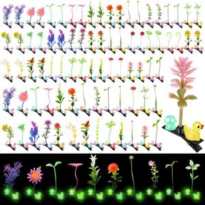 Tigeen 30 Pcs Duck Hair Clip with Bean Sprout Mushroom Glow Rave Trinkets Festival Halloween Sprout Hairpins Funny Hair Accessories Plant Flower Barrettes Headwear for Women (Mixed Plant)