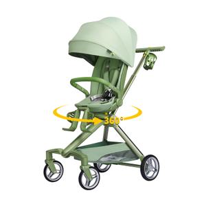 Baby Travel Stroller Mini ELF 2 Lightweight Baby Compact Stroller with 360 Reversible Seat Airplane Compatible Full Recline Ergonomic Backrest for Babys Toddlers - Green