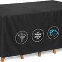 Outdoor Waterproof Furniture Cover, 64W x 52L x 28H inches Heavy Duty 600D Rectangular Table and Chair Set Protection, Black