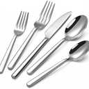 TININA 40-Piece Silverware Set, Heavy-Duty Stainless Steel Flatware Set for 8, Cutlery Set with Modern Round Handle, Mirror Polished Silverware for Home, Wedding, Restaurant, Dishwasher Safe