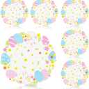 Round Easter Placemats Set of 6, 13.5" x 13.5" Easter Egg Bunny Rabbit Place Mats Flower Floral Doily Linen Seasonal Spring Table Decor for Home Party Kitchen Dining Tableware Decorations