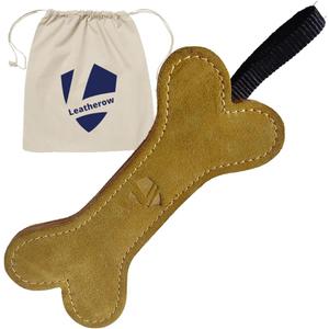 Leather Dog Toys for Small Puppies, Genuine Leather Chew Toys, Safe Puppy Toys, Durable Dog Chews for Teething, Interactive Play, Training, and Healthy Chewing (Bone)