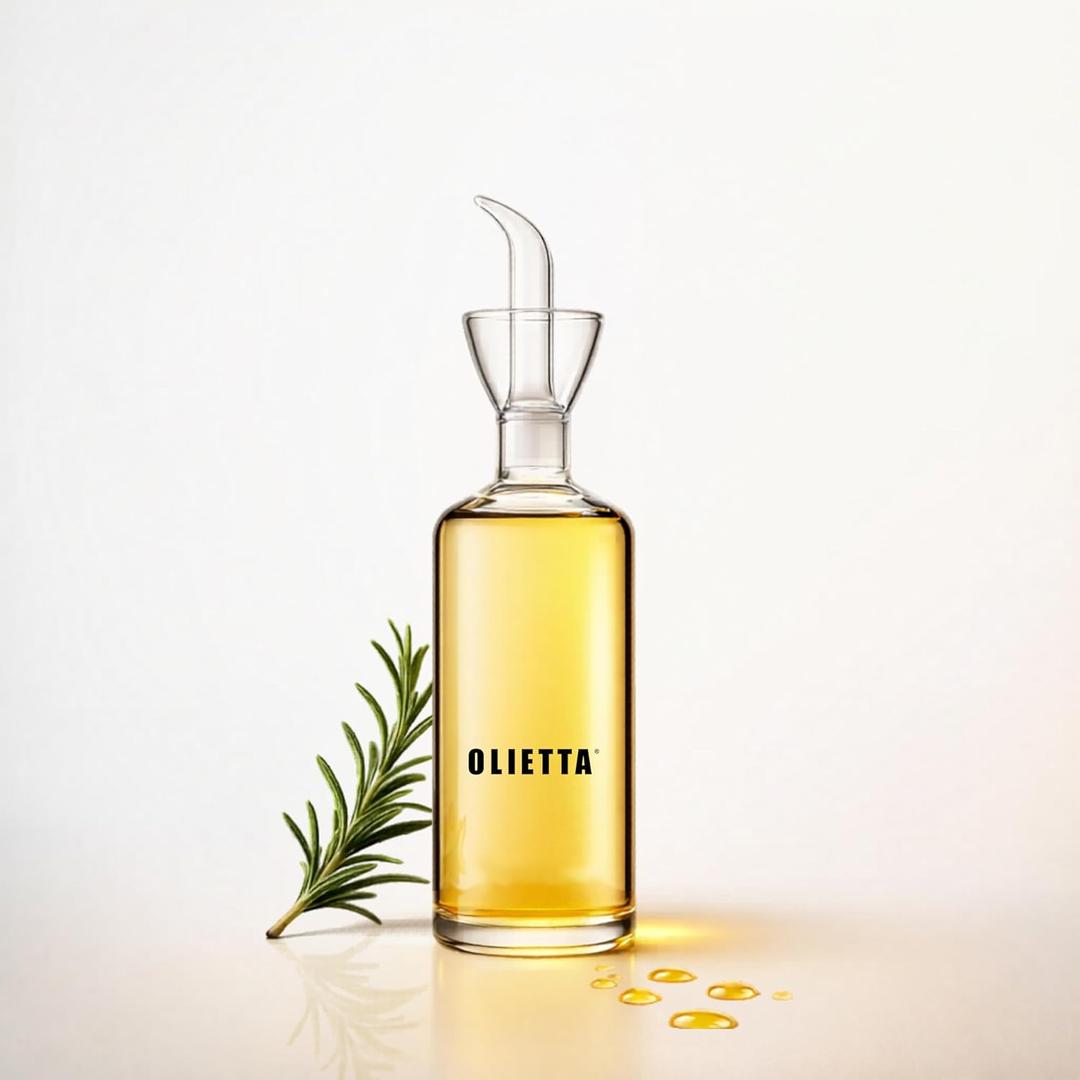 Olietta Olive Oil Dispenser Bottle Borosilicate Glass - 8.5 oz 250ml Non Drip Dispenser - Leak Proof Pourer Vinegar Drizzler Cruet - Easy Clean Drip Free Bottles for Kitchen
