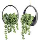 Der Rose 2 Pack Fake Hanging Plants Artificial Succulents Plants Indoor for Black Boho Bathroom Wall Decor