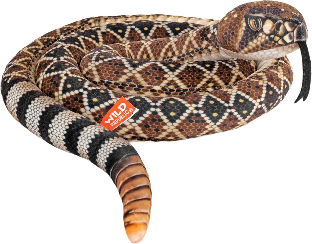 Wild Republic Snake Living Earth Diamondback Rattlesnake, Stuffed Animal, 60 inch, Plush Toy, Fill is Spun Recycled Water Bottles