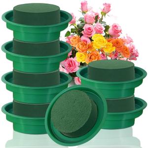 6 Pack 4.7 Inch Floral Foam with Bowl,Round Wet Flower Blocks Arrangement Kit for Fresh Artificial Flowers,Forist Supplies,Wedding Birthday Centerpieces Party Decoration Green