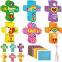 BeYumi Easter Glitter Cross Craft - 30Set Easter Religious Cross Craft Kit Sunday School Christian Faith DIY Glitter Mosaic Ornament Card Classroom Church Fun Activities Party Favors