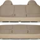 FZJDSD Med Prairie Tan Full Bench Seat Cover Replacement Compatible with Ford F250 F350 F450 F550 XL 1999-2002 Front Bottom & Top Microfiber Leather Work Truck #KH VH VX KX Fits Crew/Quad/Single Cab