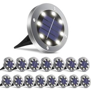 Solar Ground Lights Pack of 16, Garden Solar Outdoor Waterproof Pathway Bright In-Ground Landscape Lights for Patio, Lawn, Yard, Driveway, Step and Walkway White Light Solar Ground Lights Pack of 16, Garden Solar Outdoor Waterproof Pathway Bright In-Ground Landscape Lights for Patio, Lawn, Yard, Driveway, Step and Walkway White Light