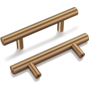 Goldenwarm 35 Pack Champagne Bronze Cabinet Pulls Gold Cabinet Handles 2-1/2 inch(64mm) Champagne Gold Drawer Pulls Brushed Bronze Drawer Handles Kitchen Bathroom Bedroom Furniture Hardware