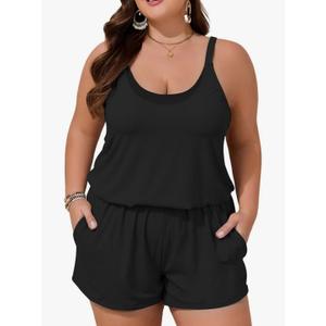 Summer Mae Plus Size Swim Romper Women One Piece Swimsuit Blouson Bathing Suit with Pockets 2025 Modest Swimwear XL