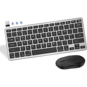 XIWMIX Wireless Bluetooth Keyboard and Mouse Combo, Multi-Device (3 Bluetooth/2.4G), 4-Device Switch, Portable Rechargeable Keyboard Mouse for iPad (All Models),Tablet,PC,Laptop,iOS/Android/Windows (black)