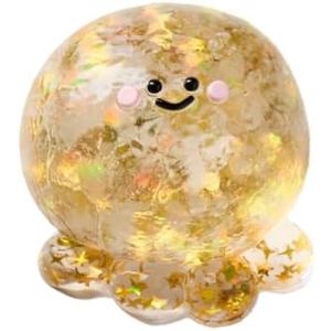Blingbling Transparent Octopus Taba Squishy Toys for Kids & Adults – Cute Stress Relief Fidget Sensory Toys, Soft Silicone Squeeze Gifts for Children Adults (Blingbling Transparent-Gold)