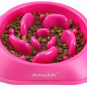 IVYRISE Pet Slow Feeder Bowl Small Pets Healthy Eating Diet Anti Choke Prevent Obesity Dogs Cats Slow Eating Bowl, pink Line