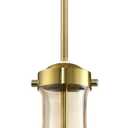 2 Pack Modern Farmhouse Hanging Kitchen Island 6.5 Inch Amber Glass Shade Pendant Ceiling Light Fixture,Brushed Bronze Finish for Over Sink Dining Room Bedside