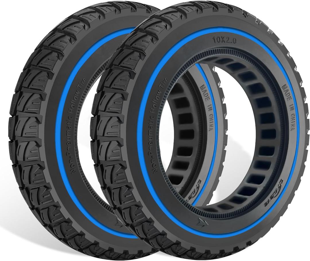 GYL 10x2.0 Solid Tire: 10x2.0/2.125 Electric Scooter Rubber Tires, 50/75-6.1 Tubeless Tyre for Xiaomi M365/Gotrax G4/xr/v2 Gotrax Tire Replacement 10 In Off road Front or Rear Wheels Blue 2 Pcs
