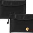 2 Pack Small Fireproof Bag (5 x 8 inches), Non-Itchy Fireproof Wallet Bag for Valuables, Jewelry, Cash, Passport, Invoice, Currency & Keys(Black)