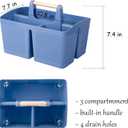 rejomiik Portable Shower Caddy Basket Plastic Cleaning Caddy Organizer Storage Tote with Handle for Bathroom, College, Dorm Room Essentials, Dark Blue