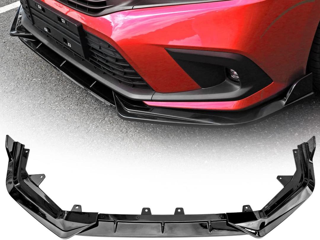 Archaic Front Lip Spoiler Compatible with 2022-2024 11th Gen Honda Civic Sedan Hatchback, Fit FE1 FE2 FE4 FL1 FL2 FL4, Gloss Black ABS Front Bumper Lip Chin Splitter Body Kit Accessories