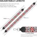 3 x Purse Strap, Jacquard Embroidered 2" Wide Soft Cotton & Leather Ends Purse Straps Replacement Crossbody Bag Straps (Jacquard Orange White)