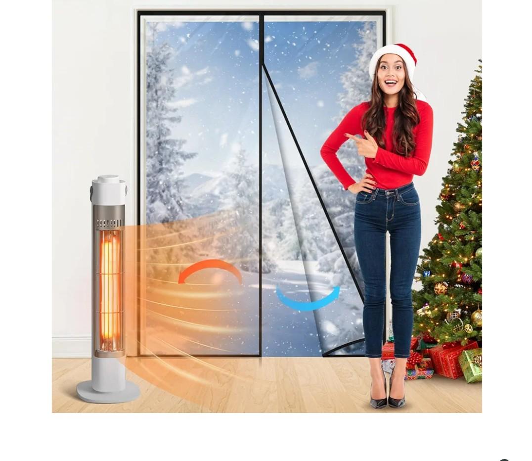 SmoothNovelty Clear Magnetic Thermal Insulated Door Curtain Transparent Magnet Patio Door Cover Auto Closer Keep Warm in Winter Windproof Insulated Self Sealing for Room Home Kitchen(48 x 80 Inch)