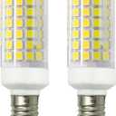 E12 LED Bulb 7W Equivalent to 75W Halogen, Dimmable 120V 730LM Candelabra Base T3/T4 Light Bulbs for Ceiling Fan, Chandelier Lighting White 6000K (Pack of 2)