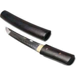 siwode Short Sharp Handmade Katana,Full Tang,Japanese Ninja Samurai Real Sword (T10 Clay_Tempered) 15-Inch (Ebony Scabbard)