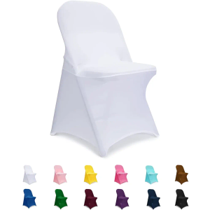 Folding Chair Covers White, Spandex Chair Slipcovers 12 PCS, Universal Fitted Chair Slipcovers for Wedding, Party, Banquet, Holidays, Celebration