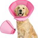 Dog Cone Collar - Soft Elizabethan Collar for Dogs After Surgery, Comfy Cone for Dogs to Stop Licking, Adjustable Dog Cone Alternative for Wound Healing (Pink L)