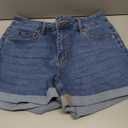 Sidefeel Women's Jean Shorts High Waisted Stretchy Casual Rolled Hem Zimbaplatinum Denim Shorts 6