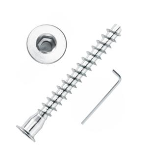Confirmat Screws, M5 x 40mm 10 PCs, Hex Socket Drive Countersunk Furniture Connecting Self-Tapping Screw Set Carbon Steel Zinc Plated (Silver)