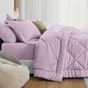 Love's cabin Full Comforter Set Light Purple, 7 Pieces Full Bed in a Bag, All Season Bedding Sets with 1 Comforter, 1 Flat Sheet, 1 Fitted Sheet, 2 Pillowcase and 2 Pillow Sham | Soft, Breathable, Lightweight, Comfortable