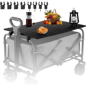 Metal Tabletop Board for Wagons Cart, Foldable Table 47"24" | Heavy Duty for Wagon, Alloy Board with Load Capacity 68LBS, Camping Essential and Gear for Outdoor Party (Black)