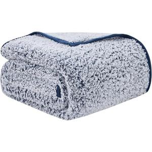 EMME Soft Sherpa Throw Blanket Fleece Reversible Plush Fluffy Blanket, Light Weight Warm Decorative Boho Blanket Cover for Sofa, Couch, Bedroom,Travel(Plush Navy,50"x60")