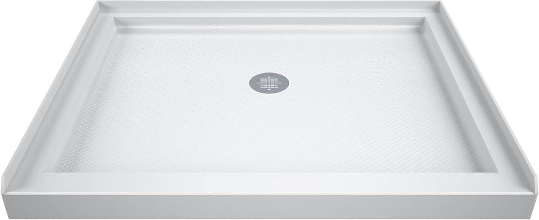 DreamLine SlimLine 36 in. D x 36 in. W x 2 3/4 in. H Center Drain Single Threshold Shower Base in White, DLT-1136360