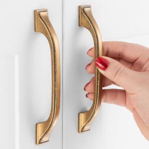 10 Pack 3-3/4 Inch Antique Brass Cabinet Pulls Vintage Brass Cabinet Handles Brass Kitchen Hardware for Cabinets Drawer Dresser ZP2409 Cupboard Bedroom Closet Bathroom Vanity