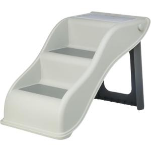 Trixie Lightweight Pet Stairs with Non-Slip Rubber Treads - 3 Step Stairs for Dogs and Cats to Reach Beds and Couches - Foldable and Easy to Store - Light Gray