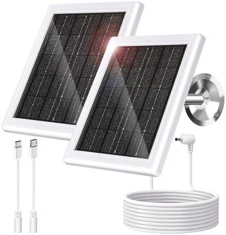 Ring Solar Panel Charger 5W Solar Panel for Security Camera Compatible for Ring Camera Waterproof Solar Panel with Type-C, Micro USB and DC Port Cable for Most Cameras