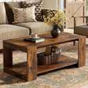 Coffee Table for Living Room, 39" 2-Tier Wood Table with Storage, Modern Rectangle Center Table, Small Space Home Furniture,Easy Assembly