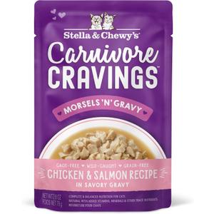 Stella & Chewy's Carnivore Cravings Wet Cat Food Pouches - Premium Chicken & Salmon Recipe - Grain-Free Morsels & Gravy - Perfect for Picky Eaters - Complete Meal or Topper - 2.8oz, 24-Pack