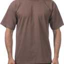 Pro Club Men's Heavyweight Cotton Short Sleeve Crew Neck T-Shirt (Brown, M)