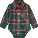 Infant Baby Boys Dress Shirt Bodysuit Gentleman Formal Wedding Long Sleeve Rompers, 60