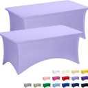 Fixwal Lavender Stretch Table Cloth Rectangle 2 Pack 6Ft, Spandex Fitted Table Covers Washable for Party, Trade Show, Banquet, Wedding, Buffet