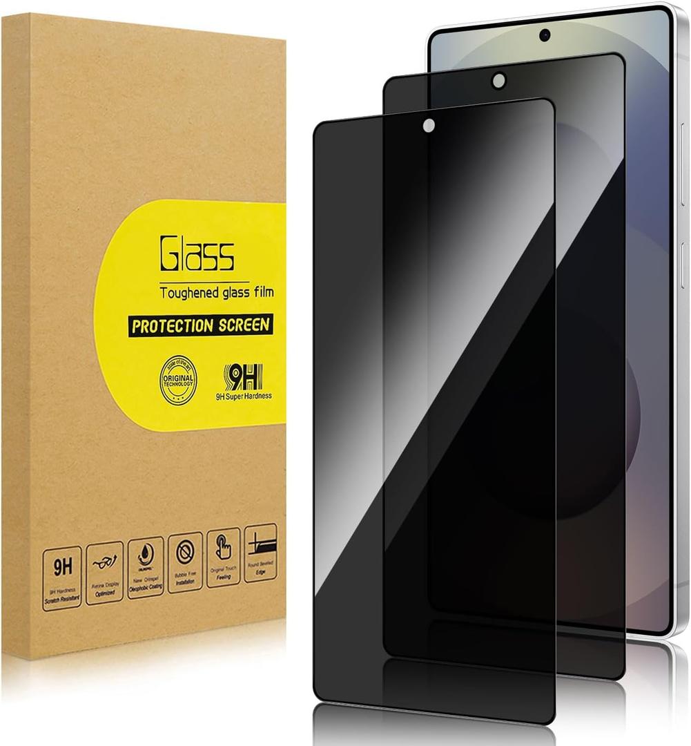 2 Pack Privacy Screen Protector for Samsung Galaxy S25 Ultra[Anti-Spy Tempered Glass] [Fingerprint Unlock Support], Anti-Scratch, Bubble-Free, Easy Install 9H Protective Glass for S25 Ultra