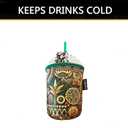 Neoprene Insulated Cup Sleeve for Iced Coffee, Hot & Cold Beverages  Reusable, Washable Drink Holder Cup Sleeve  Anti-Slip, Eco-Friendly, Multi-Color Design (BUSH, SMALL)