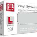 10 Pack Synmax Synthetic Vinyl Exam Glove,Powder Free,Large,100/Box,Blue,BMPF-3003