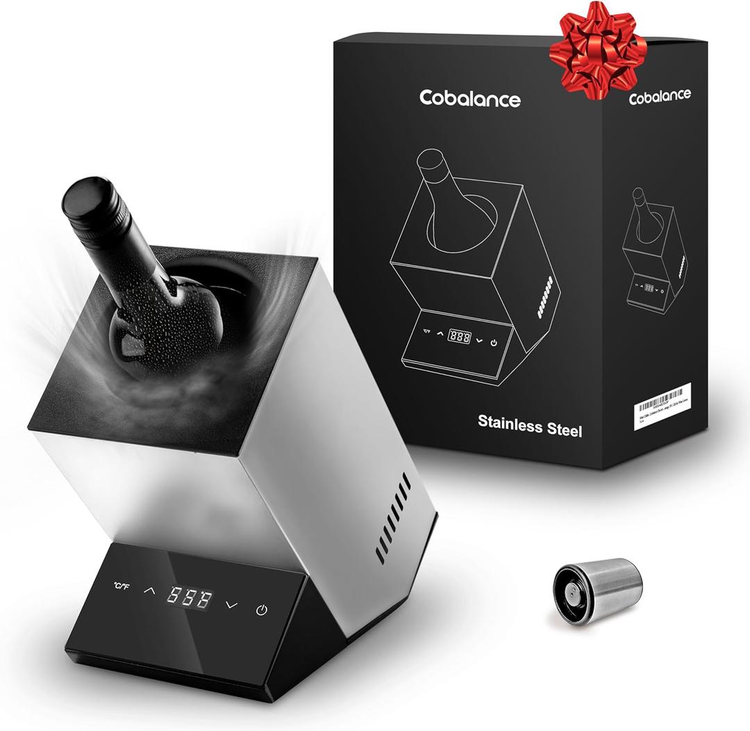 Cobalance Wine Chiller Electric,Single Bottle Cooler for 750ml Wine or Some Champagne,Portable Coolers Keep Cold Up to 24h,Personalized Chillers at Party,Gift for Wine Lover