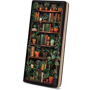 Immaturus Womens Wallet, Black Bookshelf Slim Thin RFID Blocking Credit Card Wallets, Long Bifold PU Leather Card Holder Organizer, Cute Cash Clutch Billfold with Zipper Coin Pocket Ladies Girls Gift