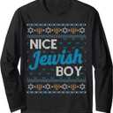 LONG SLEEVE SHIRT Ugly Hanukkah Nice Jewish Boy Matching L